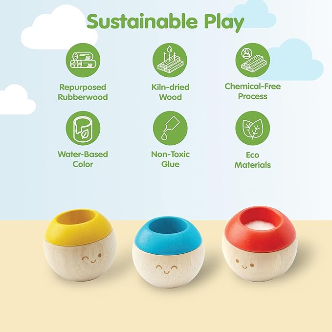 PlanToys® Wooden Tumbling Montessori Toy | Developmental Baby Toy for Fine Motor Skills & Sensory Play | Safe & Eco-Friendly for Babies 6 Months+
