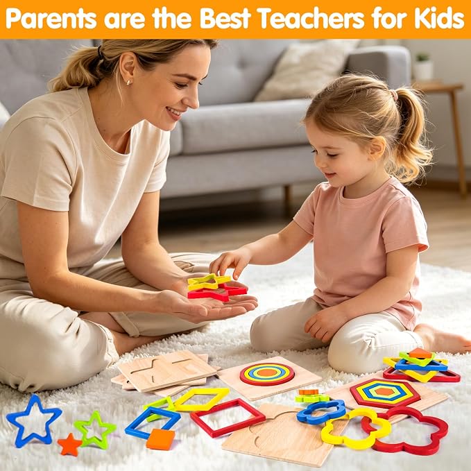 Toddler Puzzles Montessori Toy Wooden Shape Sorting Puzzle Educational Toy - Image 4