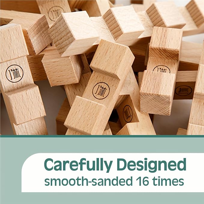 Toy Camel STEM Wooden Building Blocks - 15+ Shapes, 3D Puzzle, Brain Games, Educational Toys Gift for Kids and Classroom, Montessori STEM Toys for Ages 5+ and Teens-37 Pcs - Image 3