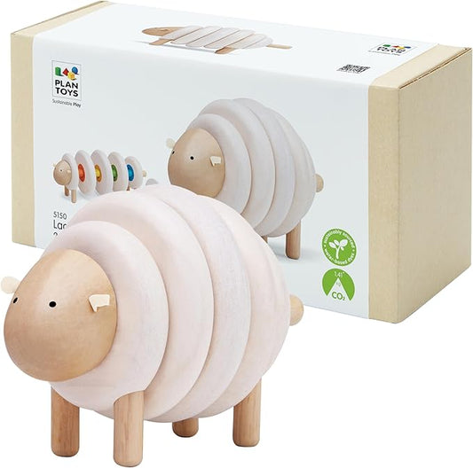 PlanToys® Lacing Sheep Wooden Threading Toy for Kids Ages 3+ | Montessori Fine Motor & Coordination Activity for Focus & Creativity | Eco-Friendly Educational Toy