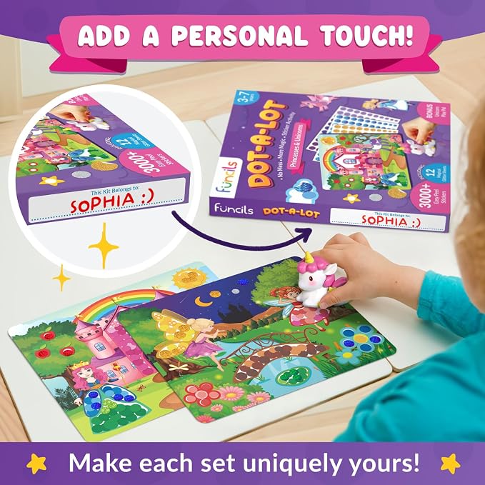 Dot Art Activity - Unicorn & Princess Sticker Kit, Toys for 3 Year Old Girl - Image 9