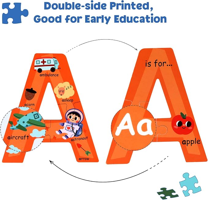 SYNARRY Wooden Alphabet Puzzles for Kids Ages 3-5, ABC Learning for Toddlers Ages 3+, Sight Words Letter Puzzles Montessori Toys Educational STEM for Preschool Boys Girls Kids Gifts - Image 5