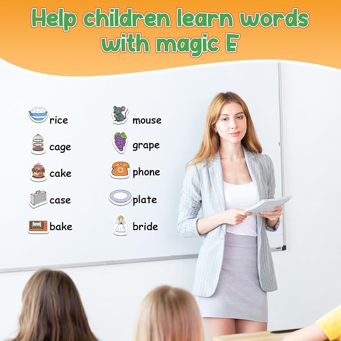 Kasfalci Magic E Word Games,Phonics Games,50 Magnetic Foam Objects,Fridge Magnets for Kids,Speech Therapy Toys for Toddler,Learn to Read Spelling Reading Learning for Preschool Kindergarten Classroom - Image 2