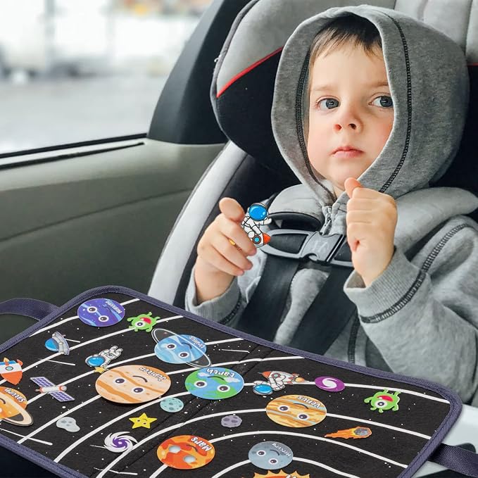 WATINC Travel Felt Board Story Set - 25PCS Portable Felt Board Educational Birthday Gift for Boys & Girls, Themed Storytelling Preschool Early Learning Interactive Play Kit for Toddlers (Space) - Image 5