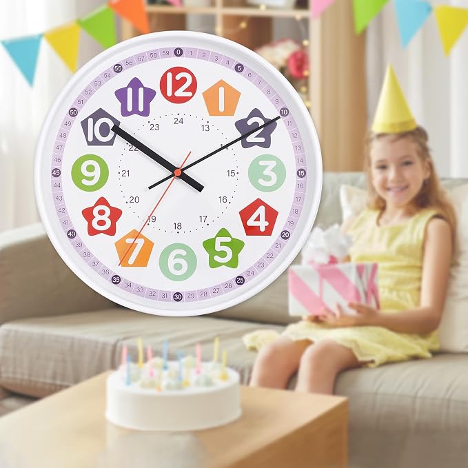 Learning wall Clock for Kids, 12 Inch Classroom Clock Time Teaching - Image 5
