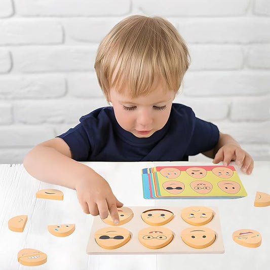 Montessori Toys for 3+ Year Old, Wooden Facial Expressions Sorting Toys for Kids, Wooden Expression Matching Puzzle Block Game Preschool Educational Toys Gifts Stocking Stuffers for Kids (32 Pcs) - Image 2