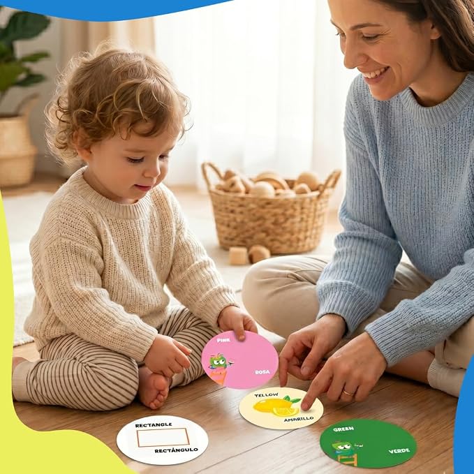Kidrox Colors & Shapes Flashcards for Toddlers - Learn Colors & Shapes in English & Spanish | 40 Double-Sided Cards + 10 Magic Water Reveal Cards | Bilingual Educational Game for Kids Ages 3+ - Image 6