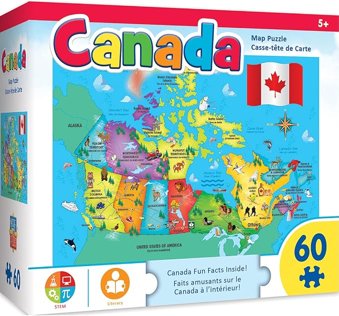 MasterPieces Family Puzzle - Explorers 60 Piece Jigsaw Puzzle for - Canada Map - 14.3"x10.3" by MasterPieces