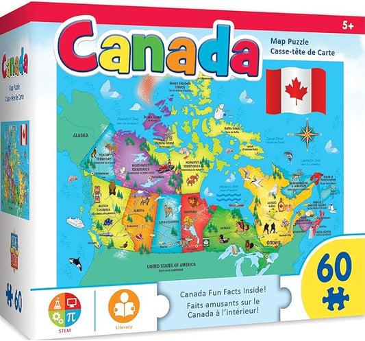 MasterPieces Family Puzzle - Explorers 60 Piece Jigsaw Puzzle for - Canada Map - 14.3"x10.3" by MasterPieces