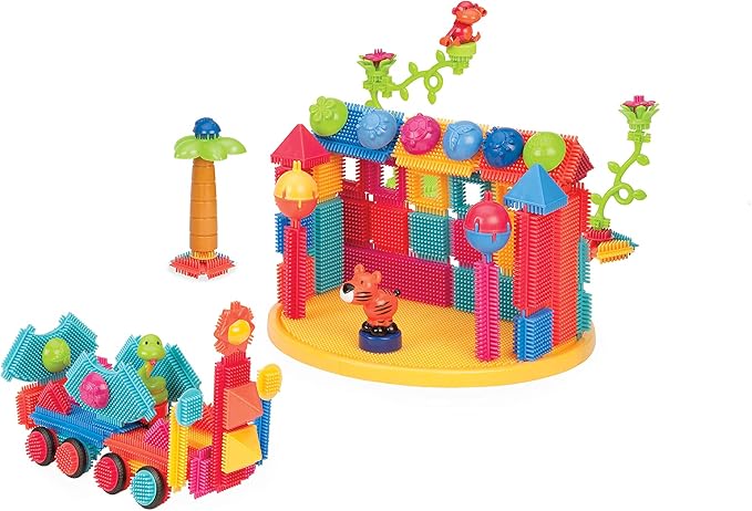 Battat Bristle Blocks Jungle Adventure Bucket, 128-Piece Building Set by Battat