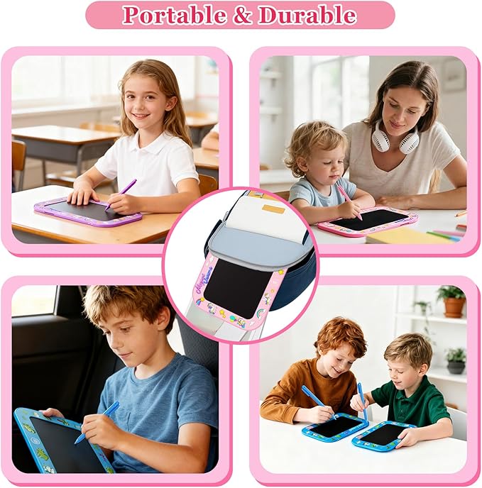 LCD Writing Tablet for Kids Toddler,12Inch Colorful Reusable Erasable Electronic Toddler Doodle Board Drawing Tablet Pads,Educational Learning Toys Gifts for 3 4 5 6 7 8 Year Old Girls ((Pink-12IN)