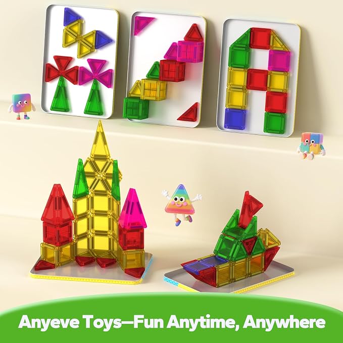 112PCS Mini Magnetic Tiles for Kids, Magnetic Tiles Travel Set with Iron Box, Portable Construction Toys STEM Educational Building Set for Kids Ages 4-8 Toddlers, Boys & Girls Birthday New Year Gift - Image 6