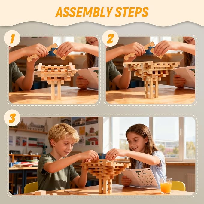 15 in 1 STEM Wooden Building Blocks -15+ Shapes, 3D Puzzle, Logic Brain Games, Educational Toys Gift for Kids and Classroom, Montessori STEM Toys for Ages 5+ to Adults - Image 7