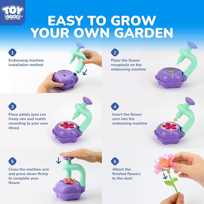 TOY Life DIY Flower Bouquet Making Kit for Girls - Creative Fabric Flower Craft Kit for Kids Ages 4-8, Educational Birthday Gift for 5, 6, 7, 8 Year Old Girls, Arts and Crafts Toys