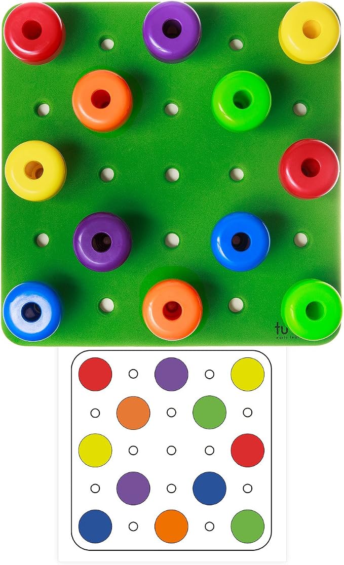 Toddler Peg Board Sensory Montessori Fine Motor Skills Educational Toys - 30 Stackable Pegs + Pattern Card + Drawstring Backpack + E-Book - Image 7