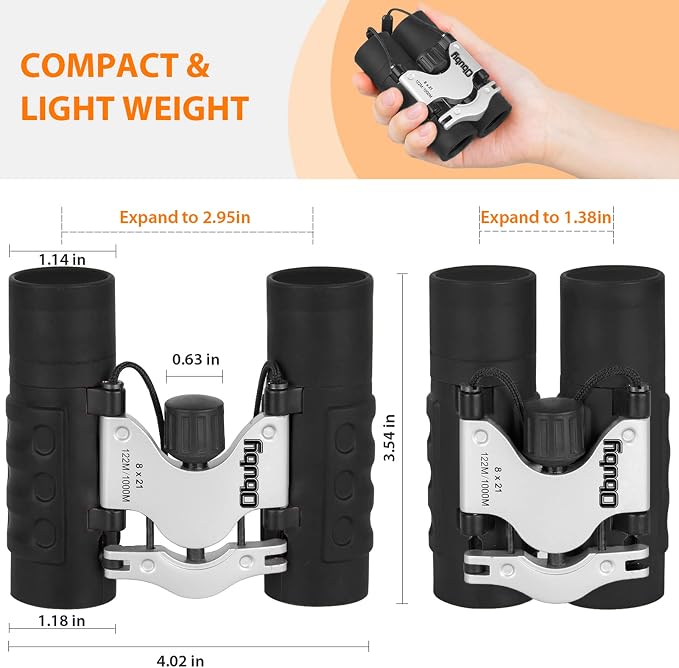 Real Binoculars for Kids Gifts for 3-12 Years Boys Girls 8x21 High-Resolution Optics Compact Toy Binocular for Bird Watching,Travel, Camping - Image 3
