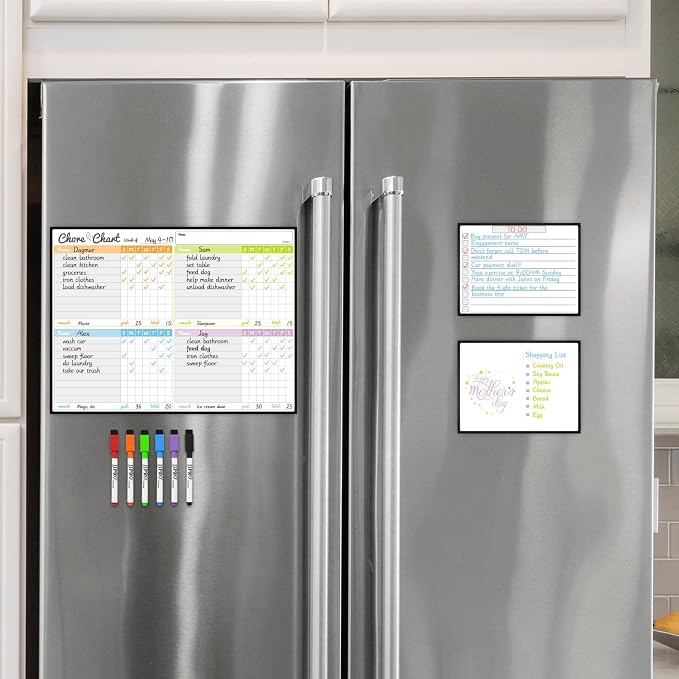 JJPRO Magnetic Dry Erase Chore Chart Set for Fridge-Used for Multiple Kids-One Chore Chart and Two Bonus Dry Erase Pad/Grocery Boards-Behavior Chart for Multiple Kids - Image 7