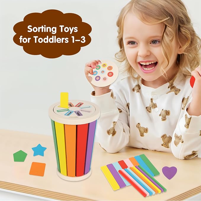 nunukuids Montessori Toys for 1+ Wooden Color Sorting Toys for Toddlers 1-3 Year Old Toddlers Fine Motor Skills Development Color Sorting Fun - Image 7
