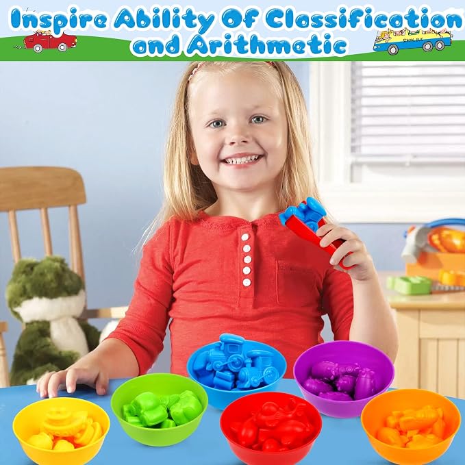 Counting Transport Matching Game with Rainbow Bowls,Color Sorting & Sensory Training Montessori Preschool Education Learning Fine Motor Skills Easter Gifts for 3 4 5 Years Old Boys Girls - Image 2