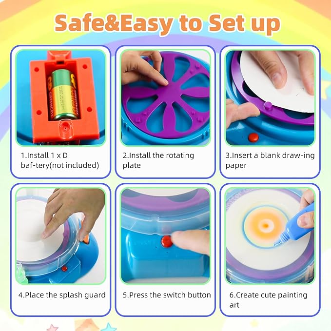Make It Super Paint Spin Art Machine Kit for Kids, Arts and Crafts Toys for Boys & Girls Age 6-12, Creative Birthday Gift Idea for 6-9 Year Old Boys Girls, Christmas Gift Set