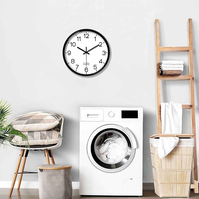 XFM 10 Inch Modern Small Wall Clocks Battery Operated Silent - Image 5