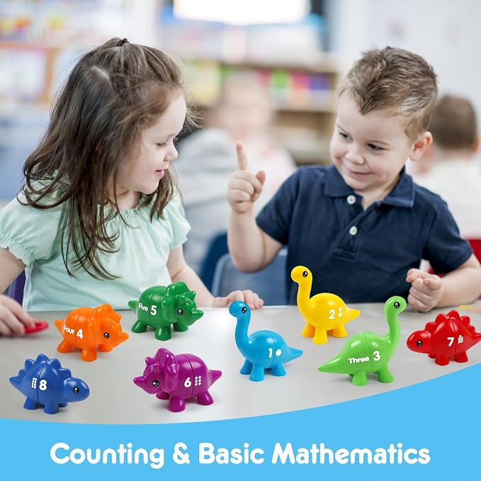 USATDD Numbers Matching Dinosaur Toy 1-10 Counting Sorting Game Double-Sided Dino Fine Motor Toys Number Recognition Learning Toy, Christmas Stocking Stuffers for for Kids Boys Girls - Image 7