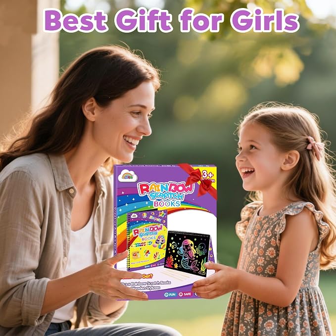 ZMLM Scratch Paper Art-Crafts Gift: 2 Pack Rainbow Notebooks Supplies Toys - Image 6