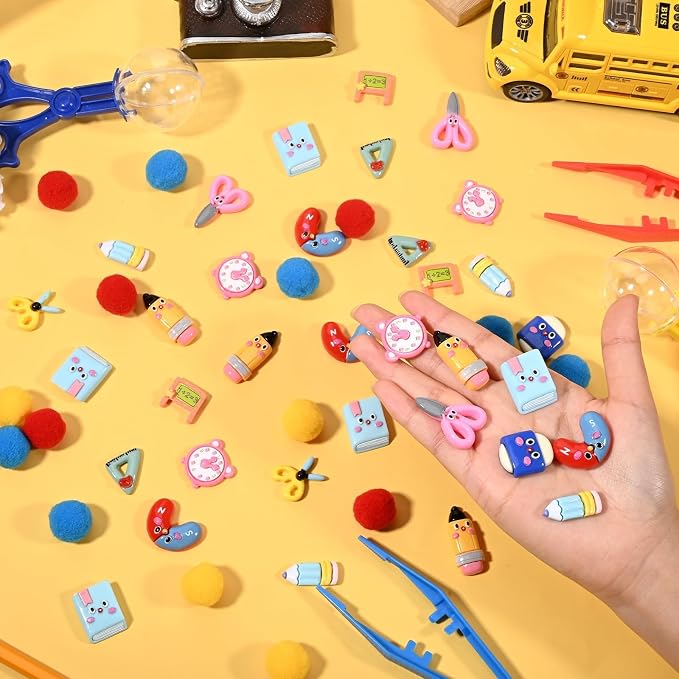Sanixn 182 Pcs Back to School Sensory Bin Fillers School Fine Motor Skills Sensory Bin Item Pompoms Cups Tweezers Scissor Clips for Preschool Education Activities Sorting Counting - Image 7