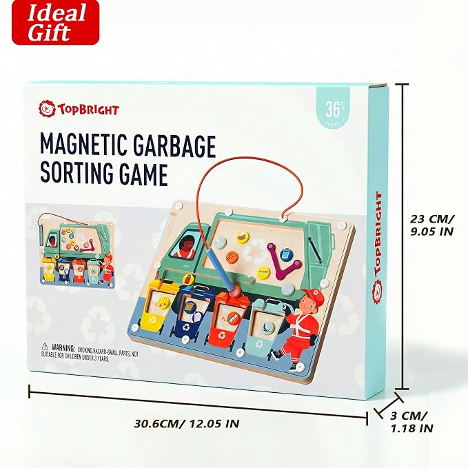 TOP BRIGHT Magnetic Garbage Sorting Maze Toy, Montessori Toy for Kids 2-5 - Image 2