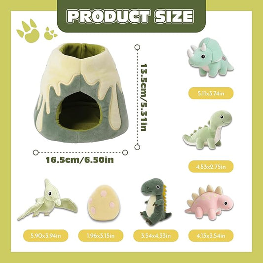 Baby Toys 6-12 Months – My Little Volcano with 5 Stuffed Dinosaurs, Montessori Toy with Rattle, Crinkle, Squeaker, Sensory Toys for Toddlers 1-3, Early Development Christmas Birthday Gift