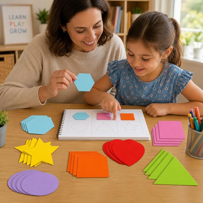 120 Color-Coded Paper Shape Cutouts, 8 Shapes, 3.9-Inch - Image 4