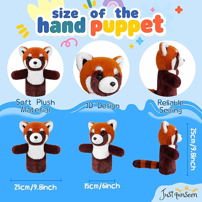 Puppet for Kids Role Play Gift Boys Girls Interactive Learning Animal Classroom Supplies Washable Soft Stuffed Forest Friends Red Panda Puppet