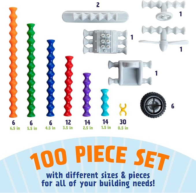 POPULAR PLAYTHINGS Clipstix Building Sticks Kit, 100 Piece, Playstix - Image 3