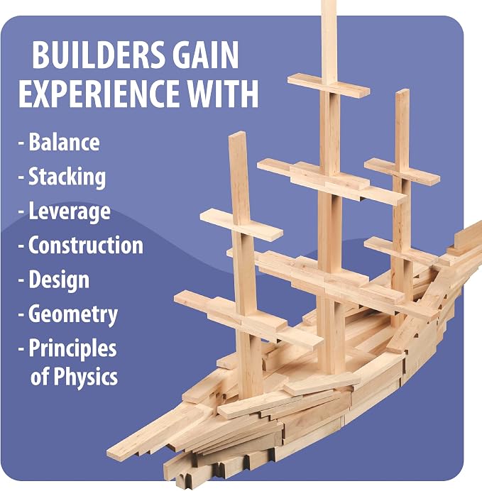 MindWare KEVA Maple 200 Plank Wooden Building Blocks Set - Free-Form 3D Structure Building Set for Kids - Image 4