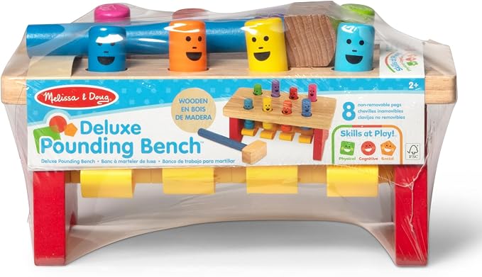 MeMelissa & Doug Deluxe Pounding Bench Wooden Preschool Learning Toy with Mallet Classic Wooden Toddler Toys for Ages 2+Lissa & Doug Deluxe Pounding Bench Wooden Preschool Learning Toy with Mallet - Image 3