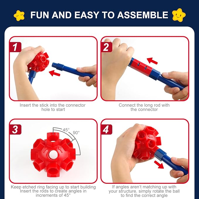 OleFun 180 Pack Fort Building Kits for Kids 4, 5, 6, 7, 8+ Year Old Boys & Girls, Creative STEM Building Toys for DIY Castles, Tunnels, Play Tent, Ideal Gifts for Aged 5-8 - Image 6