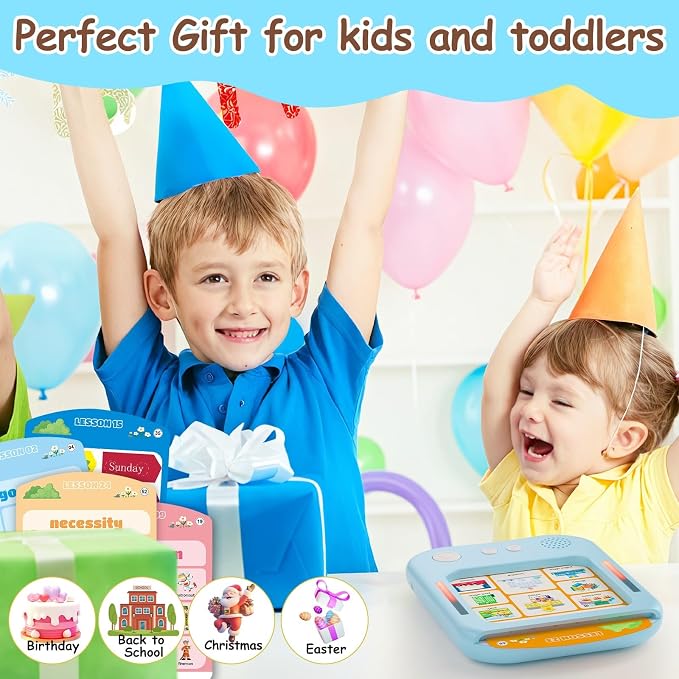 Interactive Educational Learning Tablet Toy for Kids,Screen-Free Phonics Learning Toy with 30 Flash Cards for Alphabets, Numbers, Words, Animals, Learn to Read for Boys Girls 3-5 Years Old, Blue - Image 7