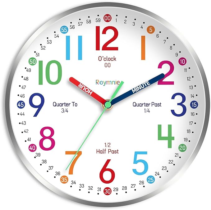 Roymnie Wall Clock 10" for Kids Learning Teaching Silent Battery Operated by Unknown
