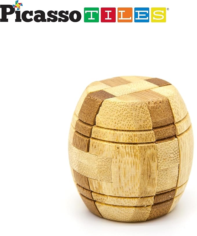 PicassoTiles 8 Styles Interlocking Sensory Toys Wooden Burr Cube, Ball and Barrels Logic Skill Genius Puzzle Brain Teaser Games & Intellectual 3D Assembling Educational Toy Set for Kids & Adults PTP08 - Image 3