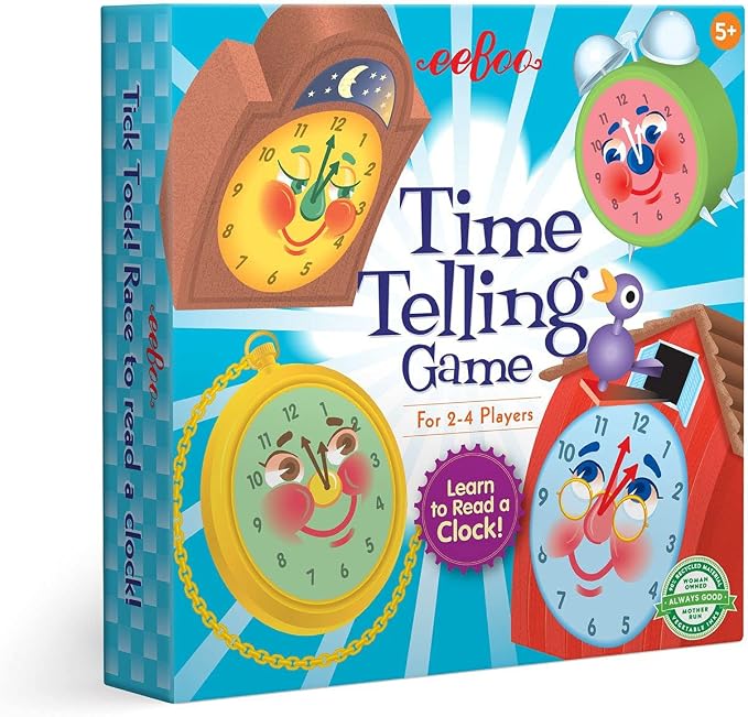 eeBoo: Time Telling Game, Learn to Read a Clock, 50 Game Cards with 4 Clocks and Score Pad, for 2-4 Players, Ages 5 and up - Image 3