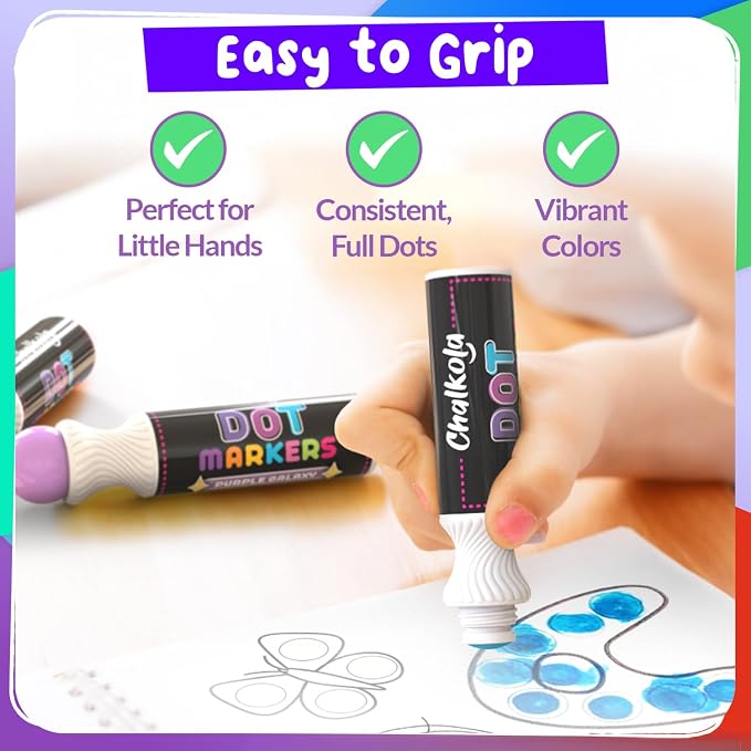 Chalkola 8 Washable Dot Markers for Toddlers - Kids Paint Dot Art Set - Image 4