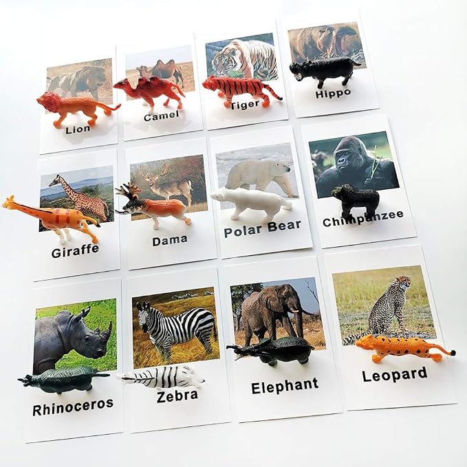 MEROCO Montessori Forest Animal Figurines Matching Cards Kids Preschool - Image 6