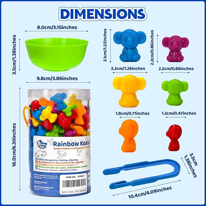 Pairez Toys Counting Toy for Toddlers, 60 Koala Counters with Sorting Bowls - Image 6
