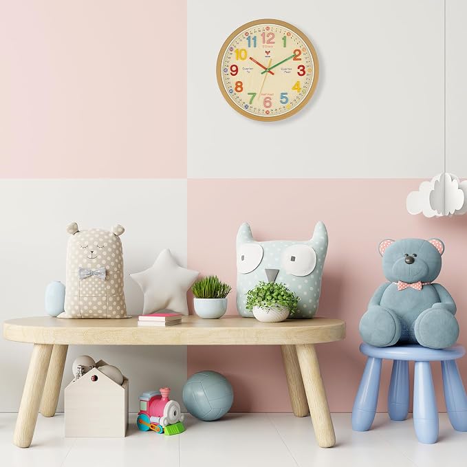 Foxtop Learning Clock for Kids - Telling Time Teaching Clock 12 Inch Silent Non-Ticking Battery Operated Kids Wall Clock for Kids Room Playroom Nursery Classroom School (3D Numerals) - Image 5