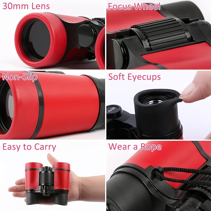 Scotamalone Kids Binoculars Shock Proof Toy Binoculars Set for Age 3-12 Years Old Boys Girls Bird Watching Educational Learning Hunting Hiking Birthday Presents - Image 2