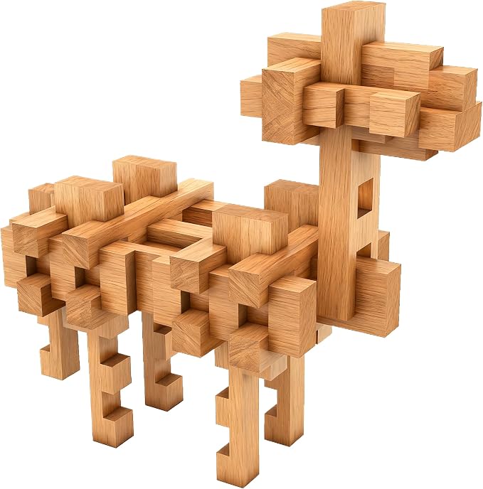 Toy Camel STEM Wooden Building Blocks - 15+ Shapes, 3D Puzzle, Brain Games, Educational Toys Gift for Kids and Classroom, Montessori STEM Toys for Ages 5+ and Teens-37 Pcs - Image 2