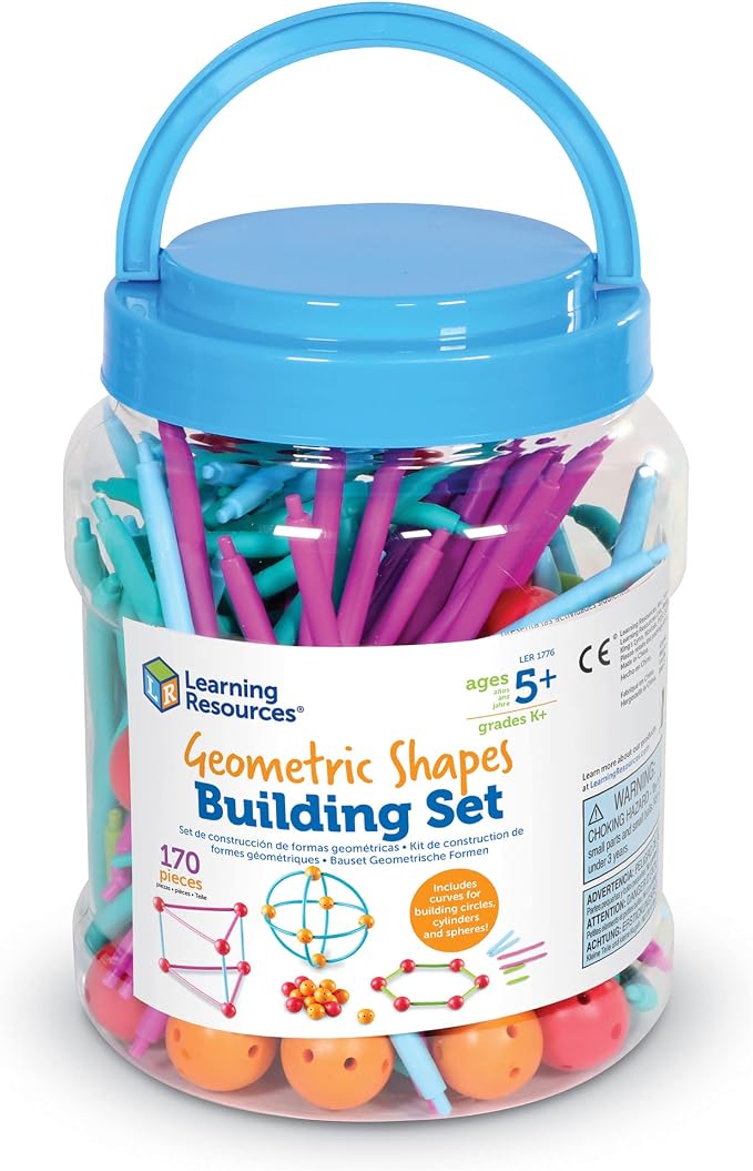 Learning Resources Geometric Shapes Building Set - 170 Pieces, Ages 5+ Math Learning Games for Kids, Early Math Skills, Back to School Activities, Classroom Games for Teachers - Image 6