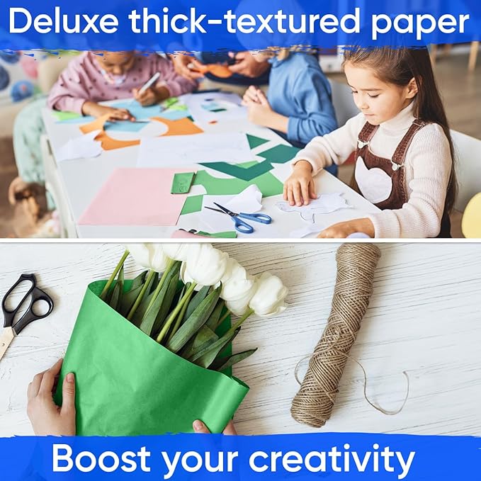 USA Made 24" x 1200" Christmas Green Kraft Paper Roll, 45 lbs Thickness, American Quality Colored Craft Paper Roll for Bulletin Board, School Projects - Non-Toxic, Odorless, Safe for Kids