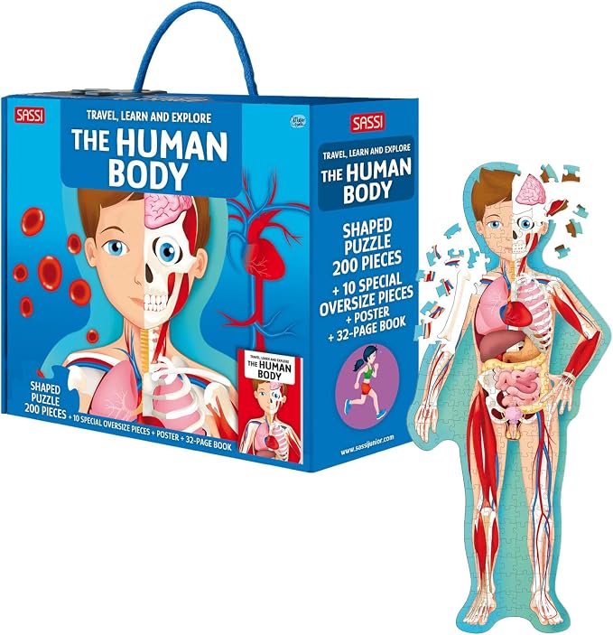 Sassi: Travel, Learn & Explore - The Human Body - 200pc Shaped Puzzle & 32-Page Book, Educational Set, Facts About Bodily Systems, (N.E. 2024) Kids 6+ - Image 8