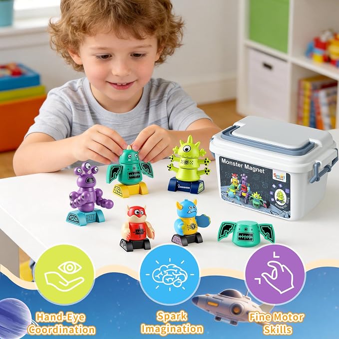 Magnetic Monster Building Toy for Kids Ages 3-8, STEM DIY Robot Set for Boy - Image 2